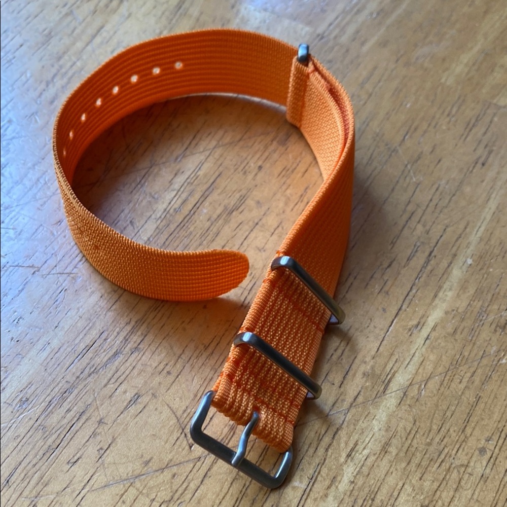 Orange Ribbed Nylon Z 3 ring Watch Strap 22mm